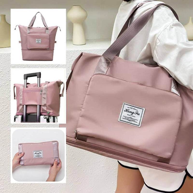 Foldable Storage Travel Bag Waterproof Large Capacity Gym Fitness Bag Weekender Overnight For Women - Mubimart