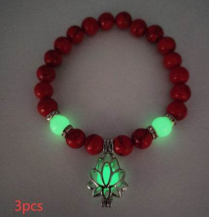 Energy Luminous Lotus Natural Stone Bracelet Yoga Healing Luminous Glow In The Dark Charm Beads Bracelet For Men Women Prayer Buddhism - Mubimart