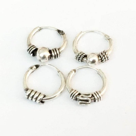 S925 Sterling Silver Earrings Antique Small For Men And Women - Mubimart