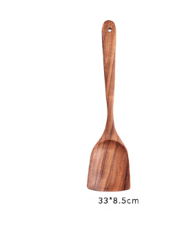1-7Pcs Set Natural Wood Teak Tableware Spoon Colander Special Spoon Nano Soup Skimmer Wooden Cooking Spoon Kitchen Tool Kit - Mubimart