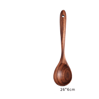 1-7Pcs Set Natural Wood Teak Tableware Spoon Colander Special Spoon Nano Soup Skimmer Wooden Cooking Spoon Kitchen Tool Kit - Mubimart