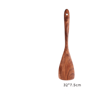 1-7Pcs Set Natural Wood Teak Tableware Spoon Colander Special Spoon Nano Soup Skimmer Wooden Cooking Spoon Kitchen Tool Kit - Mubimart