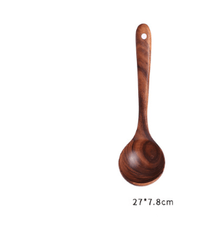 1-7Pcs Set Natural Wood Teak Tableware Spoon Colander Special Spoon Nano Soup Skimmer Wooden Cooking Spoon Kitchen Tool Kit - Mubimart