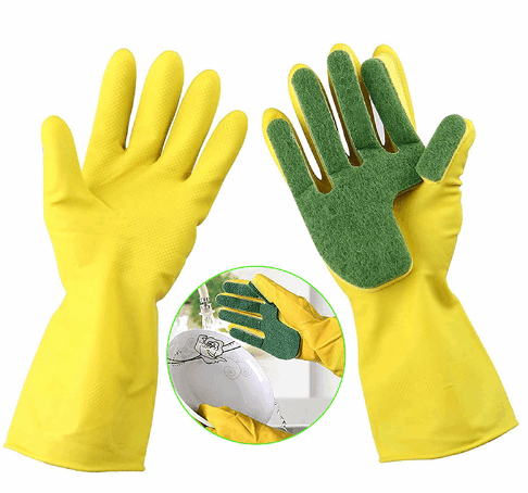 1 Pair Creative Home Washing Cleaning Gloves Garden Kitchen Dish Sponge Fingers Rubber Household Cleaning Gloves for Dishwashing - Mubimart