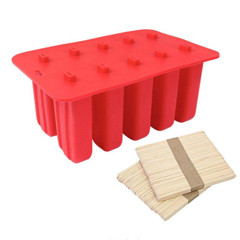 10 Consecutive Ice Cream Ice Cream Molds Silicone Ice Tray Creative Popsicle Sharpener Kitchen Tool - Mubimart