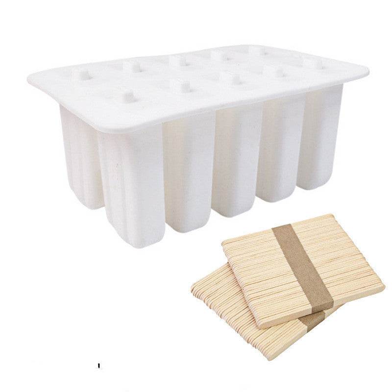 10 Consecutive Ice Cream Ice Cream Molds Silicone Ice Tray Creative Popsicle Sharpener Kitchen Tool - Mubimart