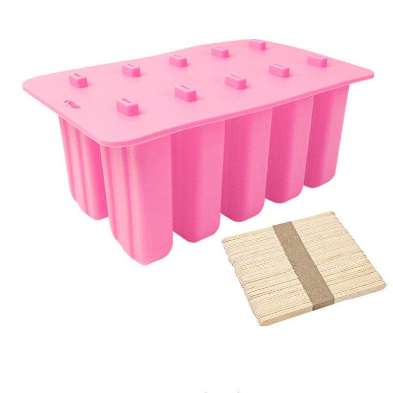 10 Consecutive Ice Cream Ice Cream Molds Silicone Ice Tray Creative Popsicle Sharpener Kitchen Tool - Mubimart