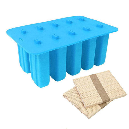 10 Consecutive Ice Cream Ice Cream Molds Silicone Ice Tray Creative Popsicle Sharpener Kitchen Tool - Mubimart