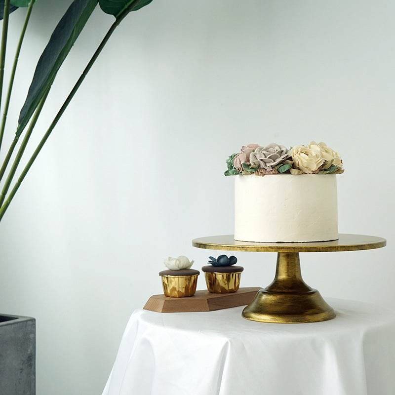 10-inch Cake Tray Wedding Props Dessert Table Golden Cake Stand - Mubimart