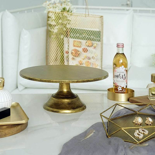10-inch Cake Tray Wedding Props Dessert Table Golden Cake Stand - Mubimart