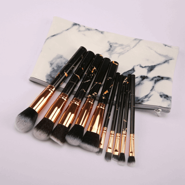 10 marble makeup brush sets, beauty tools, blush, eye shadow, face modification, 5 big 5 small explosions. - Mubimart