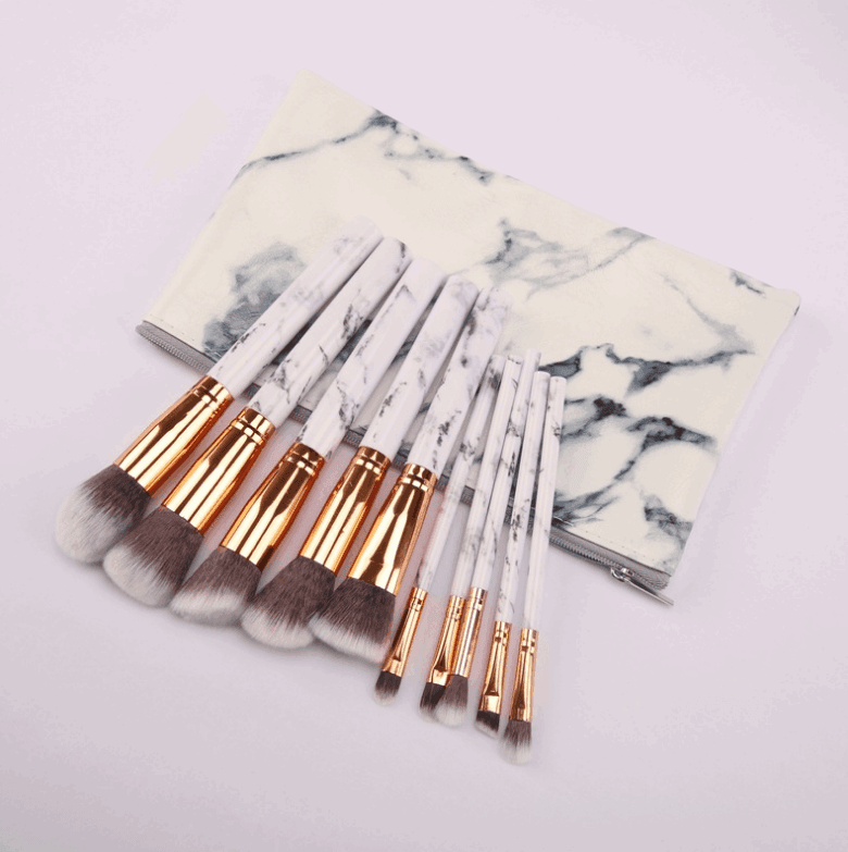 10 marble makeup brush sets, beauty tools, blush, eye shadow, face modification, 5 big 5 small explosions. - Mubimart