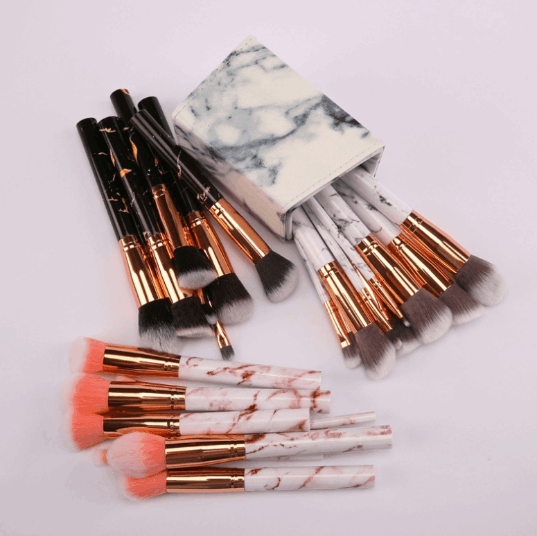 10 marble makeup brush sets, beauty tools, blush, eye shadow, face modification, 5 big 5 small explosions. - Mubimart