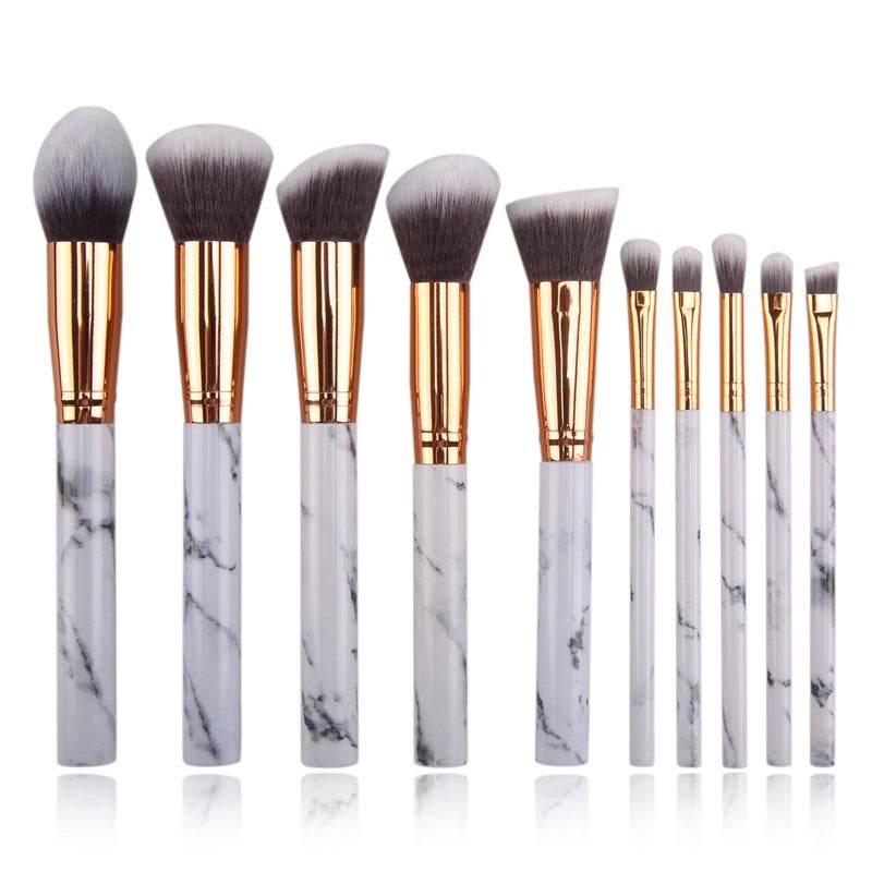 10 marble makeup brush sets, beauty tools, blush, eye shadow, face modification, 5 big 5 small explosions. - Mubimart