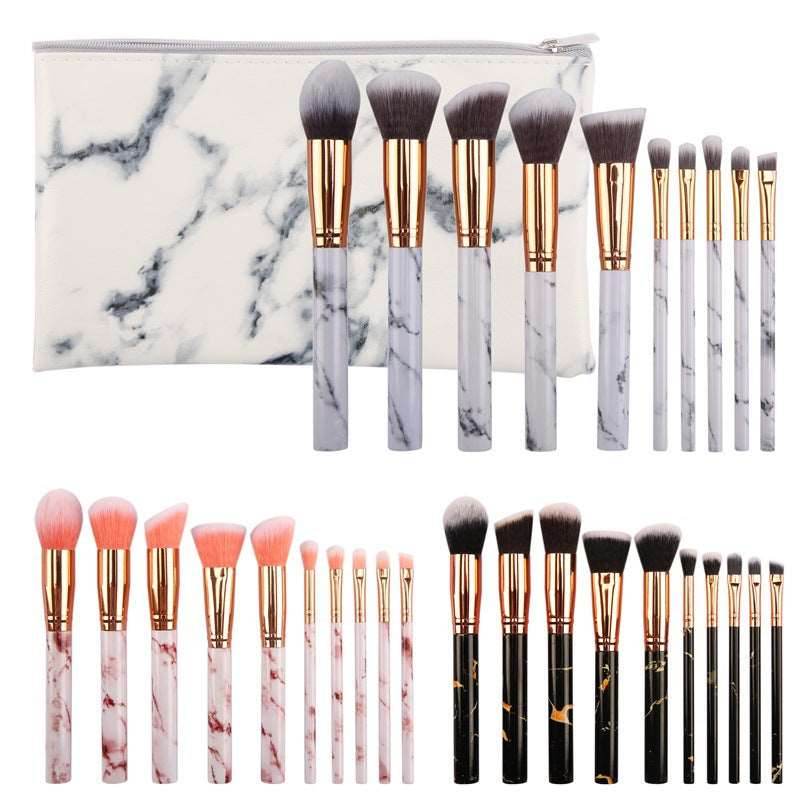 10 marble makeup brush sets, beauty tools, blush, eye shadow, face modification, 5 big 5 small explosions. - Mubimart