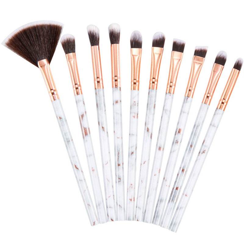 10 marble makeup brush sets, beauty tools, blush, eye shadow, face modification, 5 big 5 small explosions. - Mubimart