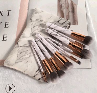 10 marble makeup brush sets, beauty tools, blush, eye shadow, face modification, 5 big 5 small explosions. - Mubimart