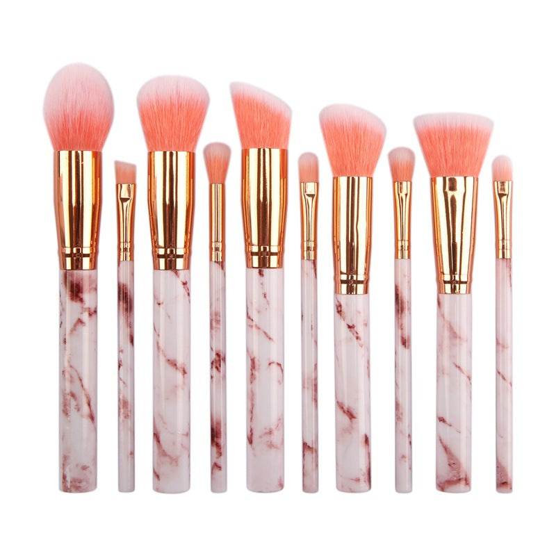 10 marble makeup brush sets, beauty tools, blush, eye shadow, face modification, 5 big 5 small explosions. - Mubimart