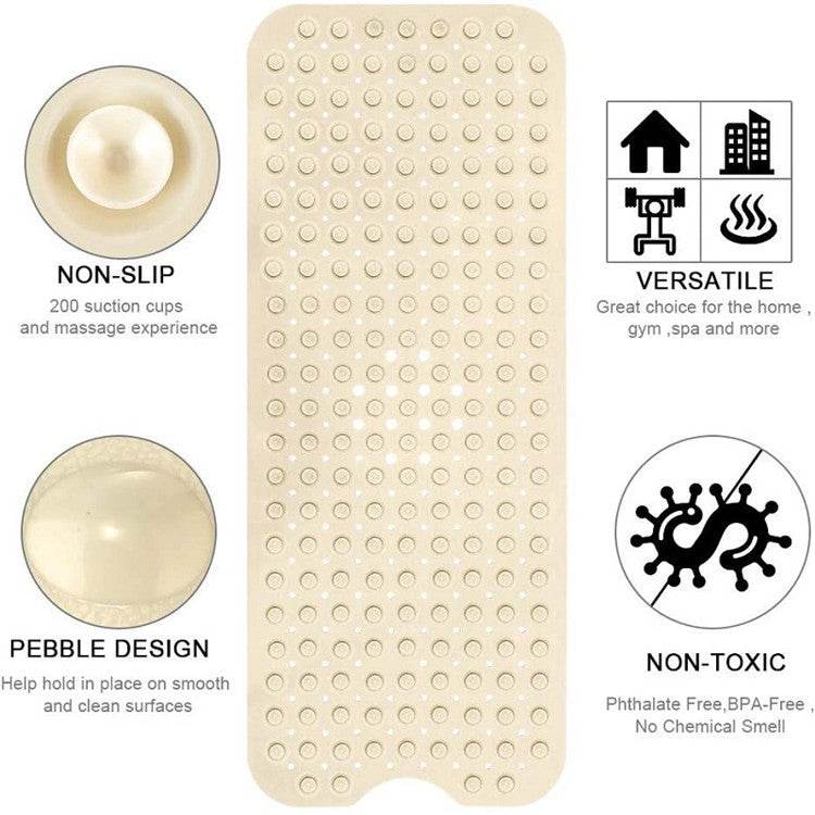 100 40cm Extended PVC Bathroom Mat Bathroom Bathtub Mat Floor Mat With Suction Cup - Mubimart