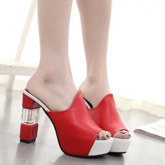 Block high heel platform sandals