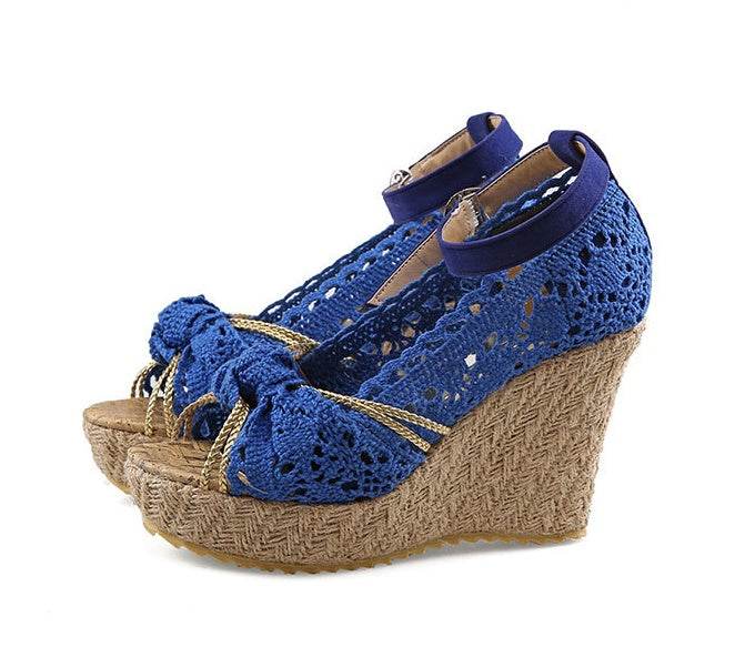 Lace wedge sandals - Mubimart
