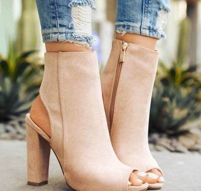 High Heel Chunky Fishbill Booties - Mubimart