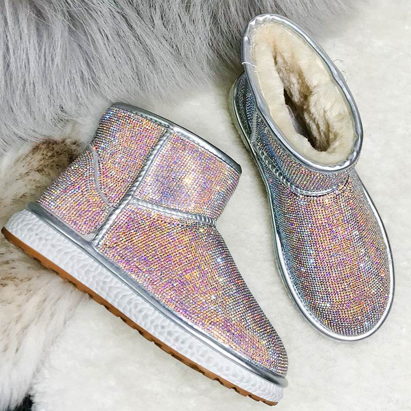 Rhinestone snow boots - Mubimart