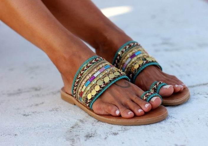 Handmade flat sandals - Mubimart