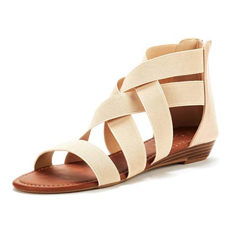 Cross Strap Wedge Sandals - Mubimart