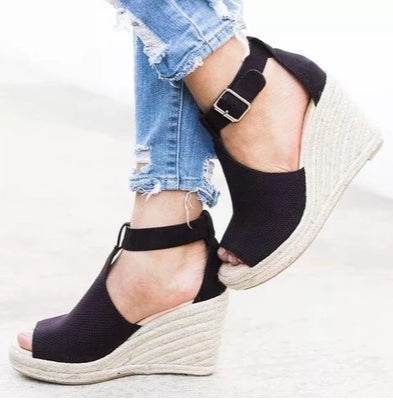 Straw wedge sandals - Mubimart