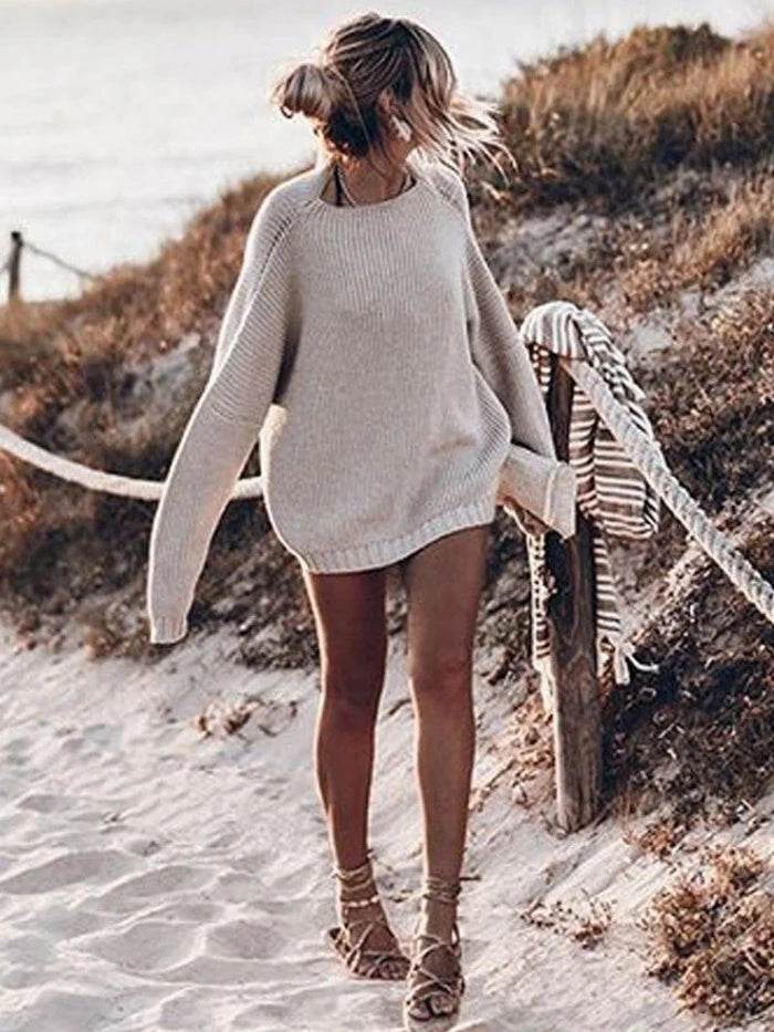Loose plus size sweater coat - Mubimart