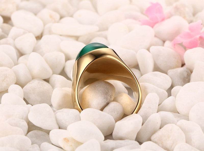 Green opal gold ring - Mubimart