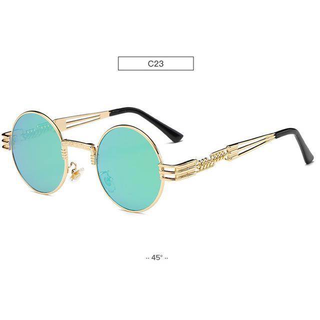 Gold Metal Fashion John Lennon Round Sunglasses Steampunk Sunglasses Mens Womens Retro Vintage Coating Mirrored Eyewear Shades - Mubimart