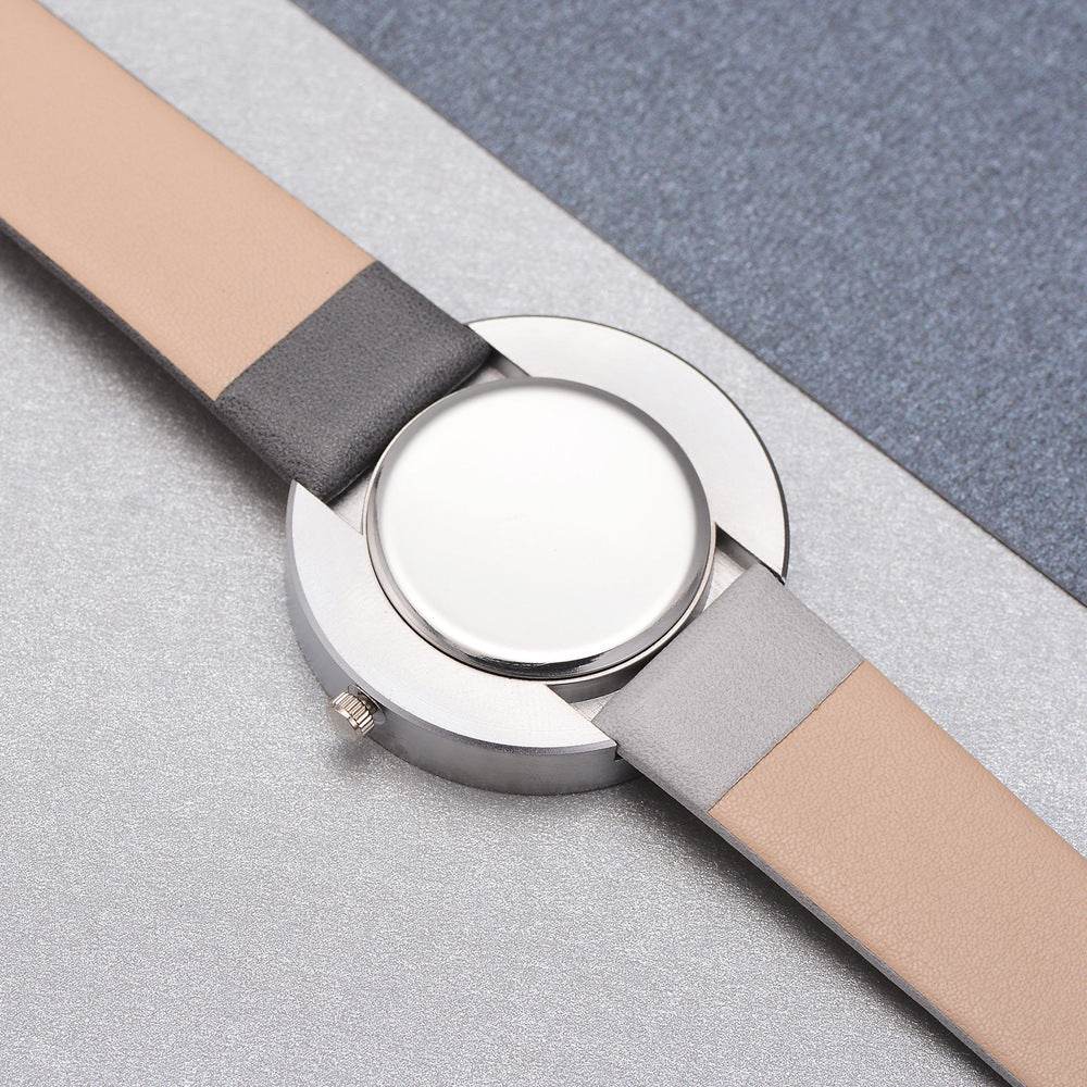 Women Watch Gray Contrast Leather Quartz Watch Women Watches Lovers Unisex Casual Ladies Wrist Watch Clock Relogio Feminino - Mubimart
