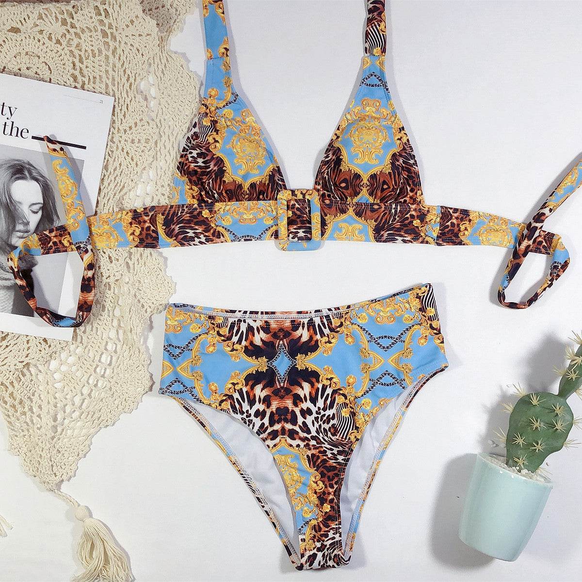 Printed halter bikini - Mubimart