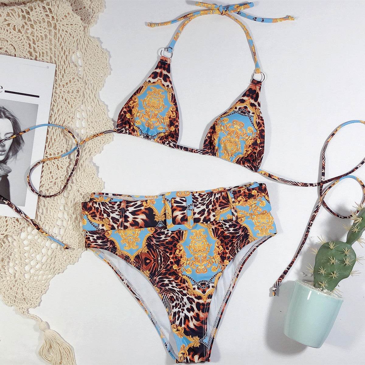 Printed halter bikini - Mubimart