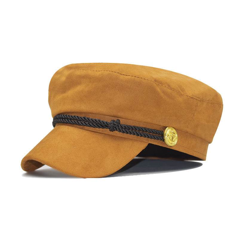 Vintage deerskin velvet octagonal hats - Mubimart