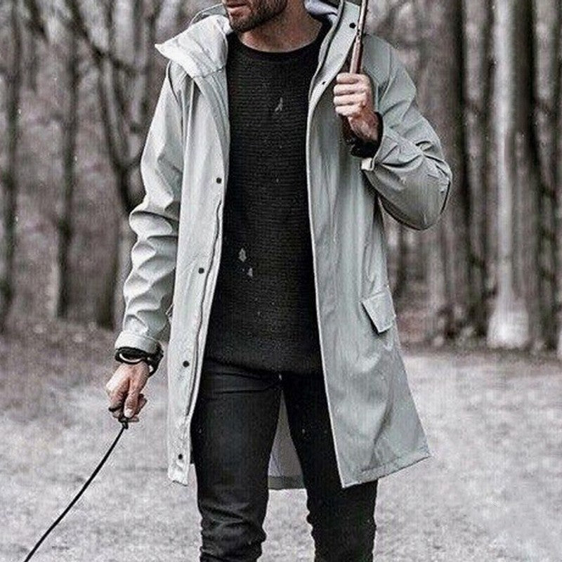 Men's hooded trench coat