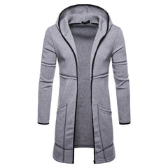 Mid-length men's hoodie with zipper