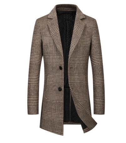 Trench coat plaid coat - Mubimart