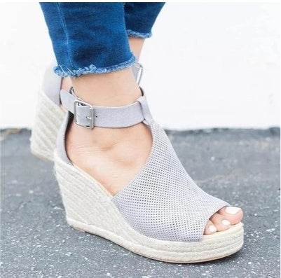 Straw wedge sandals - Mubimart