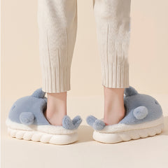 Shark Slippers Soft Sole Furry Shoes Home Bedroom Slippers Women - Mubimart -  