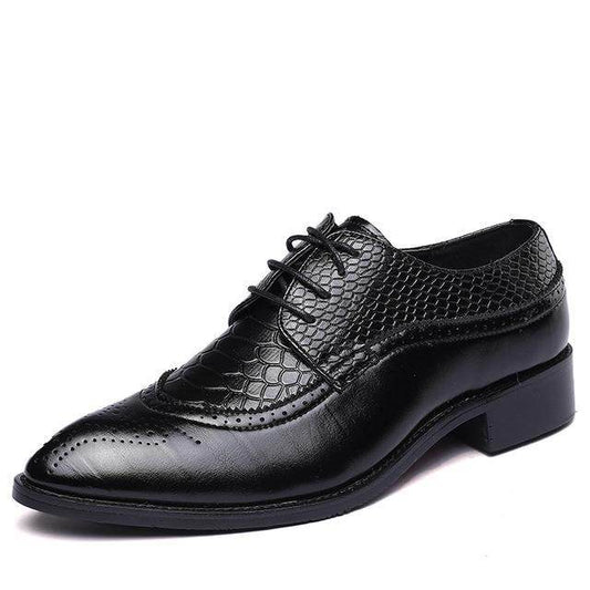 new spring men flats lace up male business oxfords men leather shoes - Mubimart