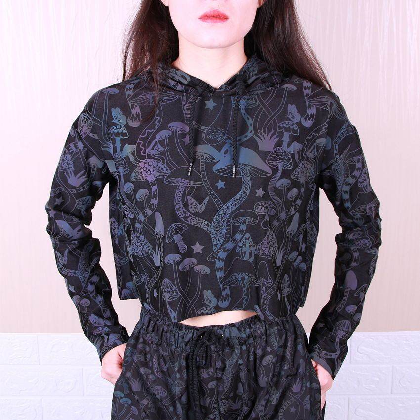 New Mushroom Reflective Hoodies Women - Mubimart