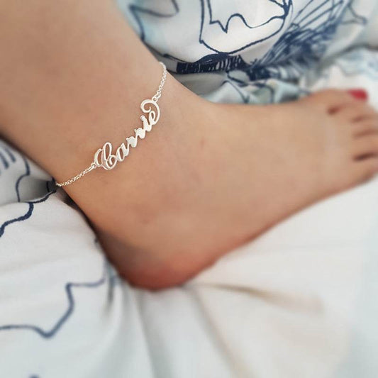 Summer Personalized Custom Name Anklets For Women Stainless Steel Cable Chain Gold Colour Sandy Beach Exquisite Jewelry Present - Mubimart