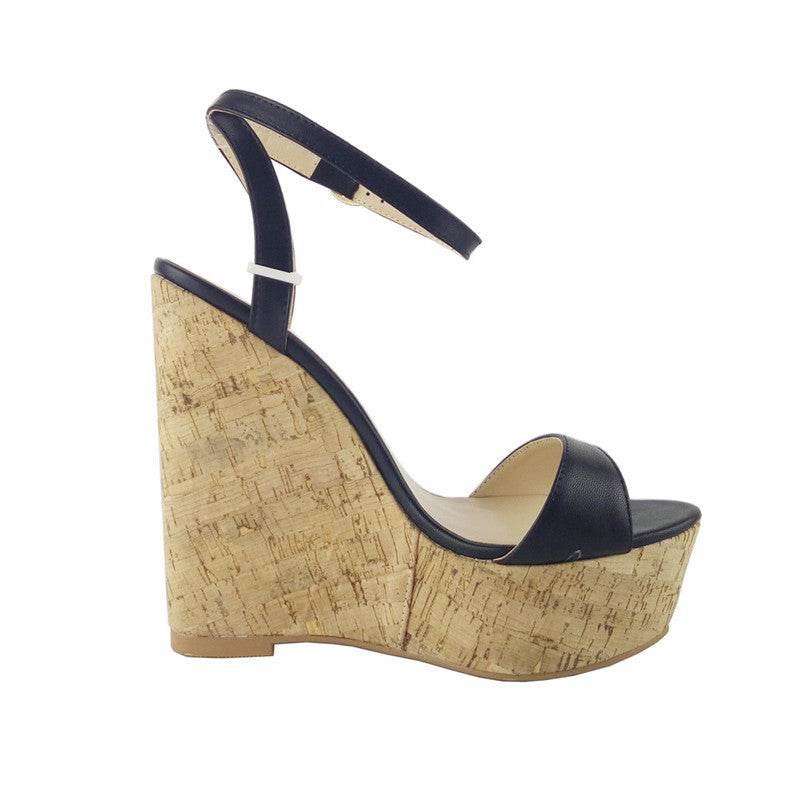 Wood Wedge Platform Sandals - Mubimart