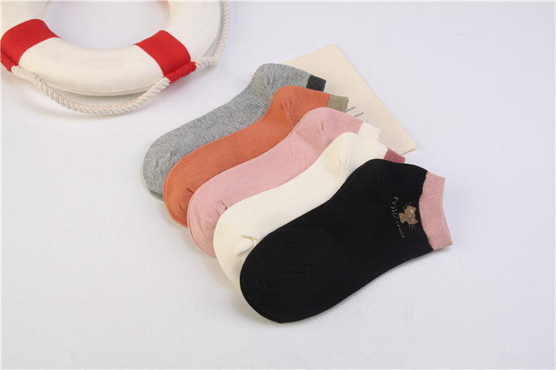 Summer CAT Warm Comfortable Cotton Girl Women's Socks Ankle Low Female - Mubimart - No show socks 