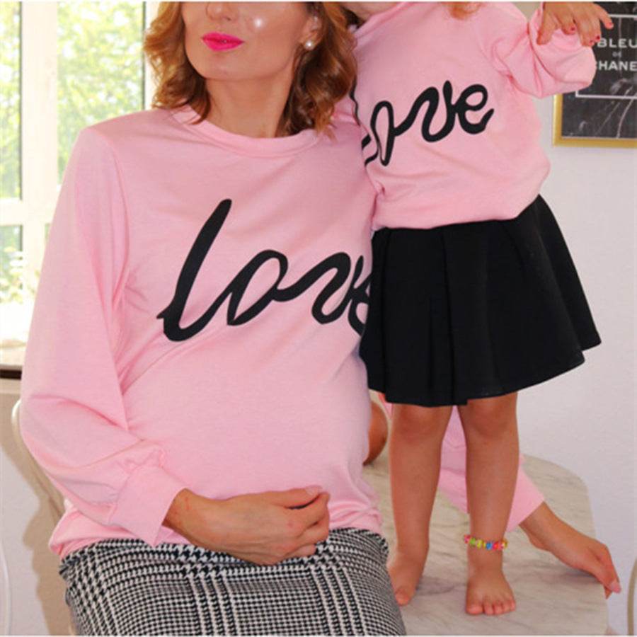 Maternity Sweatshirt Love Printed Parent-child Sweatshirt - Mubimart