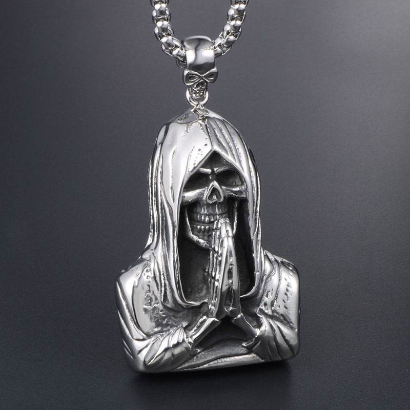 Mens Fashion Simple Skull Pendant Necklace - Mubimart