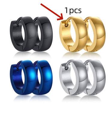 Stainless Steel Light Body Inner Sand Earrings Japanese And Korean Simple Men - Mubimart
